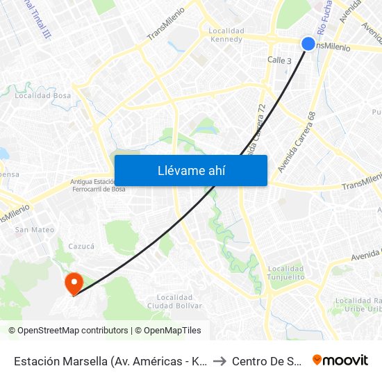 Estación Marsella (Av. Américas - Kr 69b) to Centro De Salud map