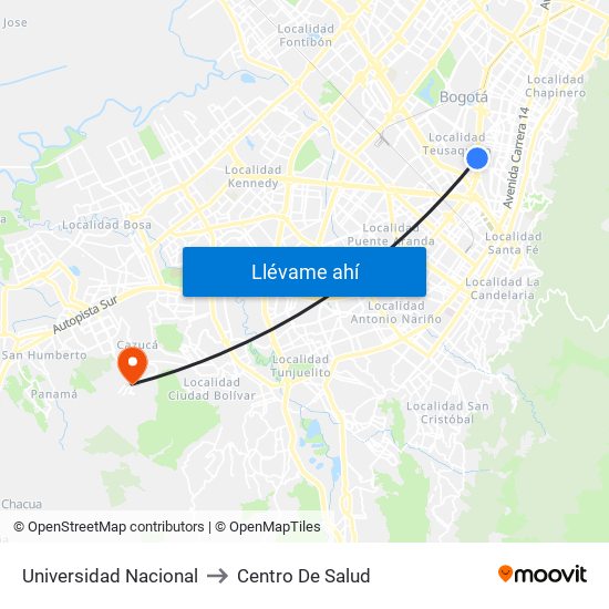 Universidad Nacional to Centro De Salud map