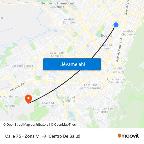 Calle 75 - Zona M to Centro De Salud map