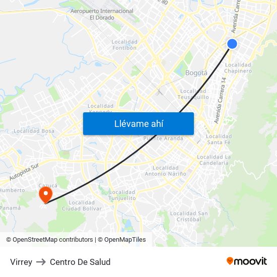 Virrey to Centro De Salud map