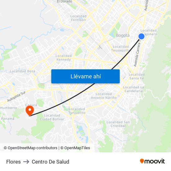 Flores to Centro De Salud map