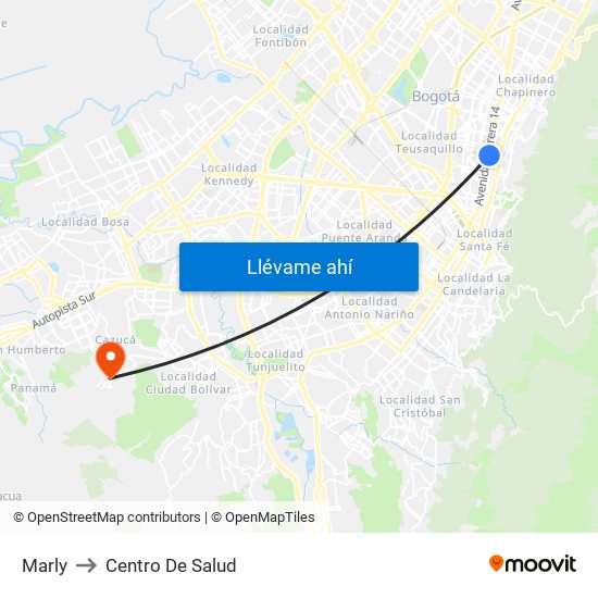 Marly to Centro De Salud map