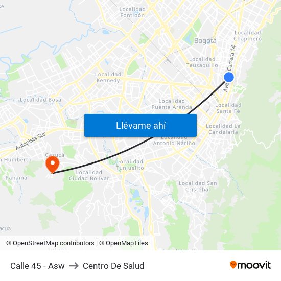 Calle 45 - Asw to Centro De Salud map