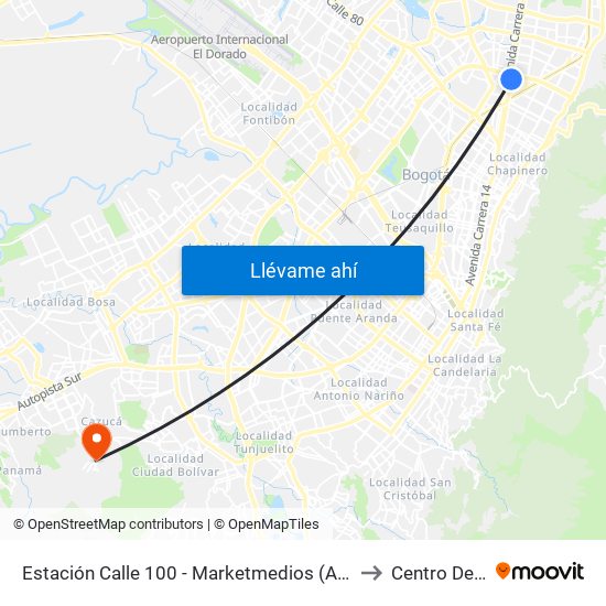 Estación Calle 100 - Marketmedios (Auto Norte - Cl 98) to Centro De Salud map