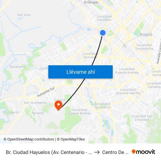 Br. Ciudad Hayuelos (Av. Centenario - Av. C. De Cali) to Centro De Salud map
