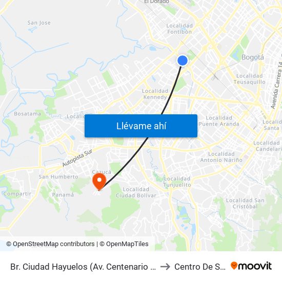 Br. Ciudad Hayuelos (Av. Centenario - Kr 78g) to Centro De Salud map
