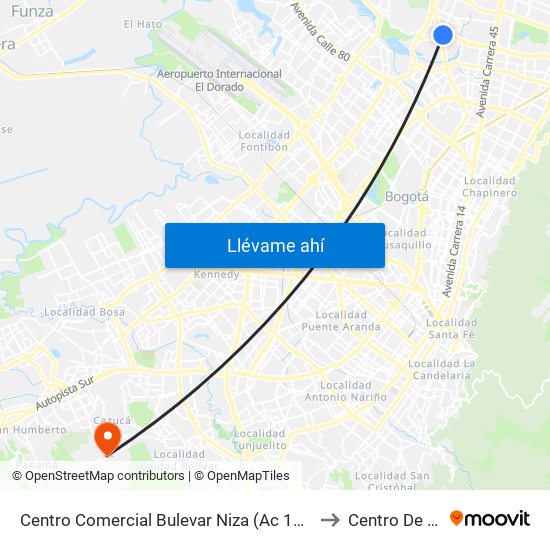 Centro Comercial Bulevar Niza (Ac 127 - Av. Suba) to Centro De Salud map