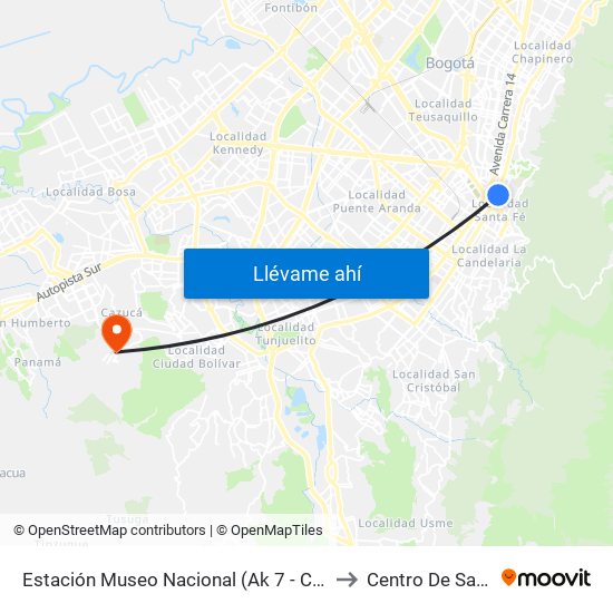 Estación Museo Nacional (Ak 7 - Cl 29) to Centro De Salud map