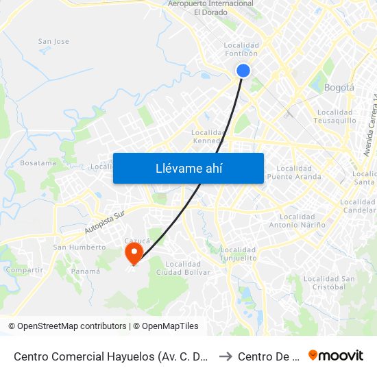 Centro Comercial Hayuelos (Av. C. De Cali - Cl 20) to Centro De Salud map