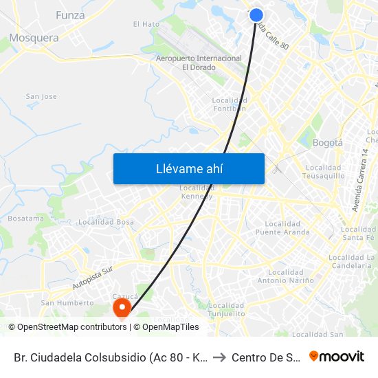 Br. Ciudadela Colsubsidio (Ac 80 - Kr 112a) to Centro De Salud map