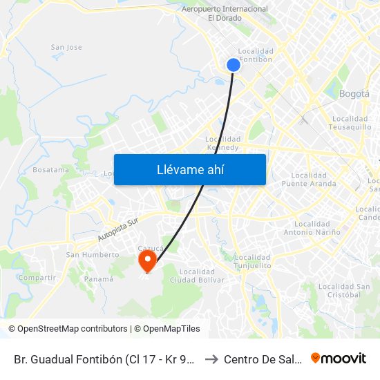 Br. Guadual Fontibón (Cl 17 - Kr 96h) to Centro De Salud map