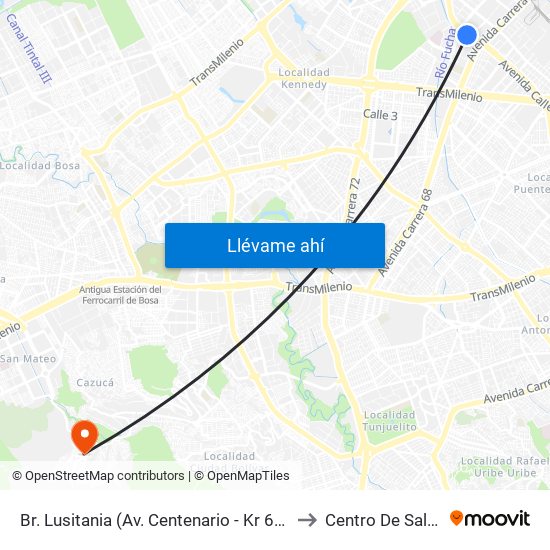 Br. Lusitania (Av. Centenario - Kr 68b) to Centro De Salud map