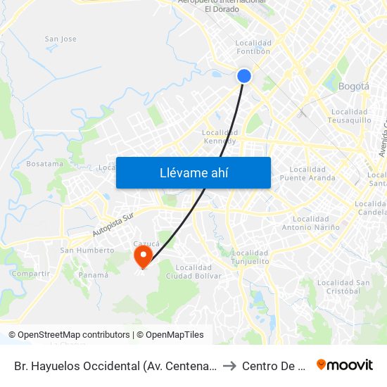 Br. Hayuelos Occidental (Av. Centenario - Kr 87) to Centro De Salud map