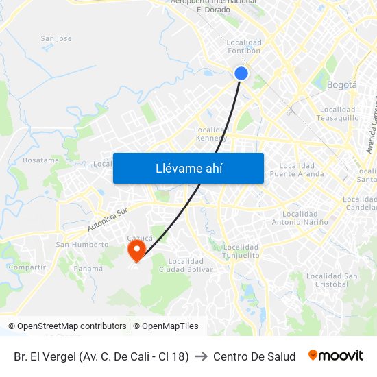 Br. El Vergel (Av. C. De Cali - Cl 18) to Centro De Salud map