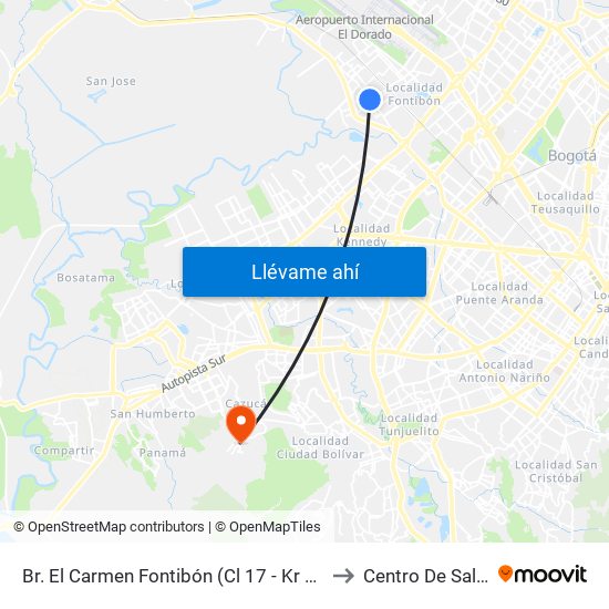 Br. El Carmen Fontibón (Cl 17 - Kr 100) to Centro De Salud map
