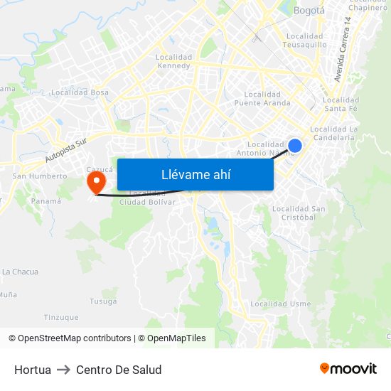 Hortua to Centro De Salud map