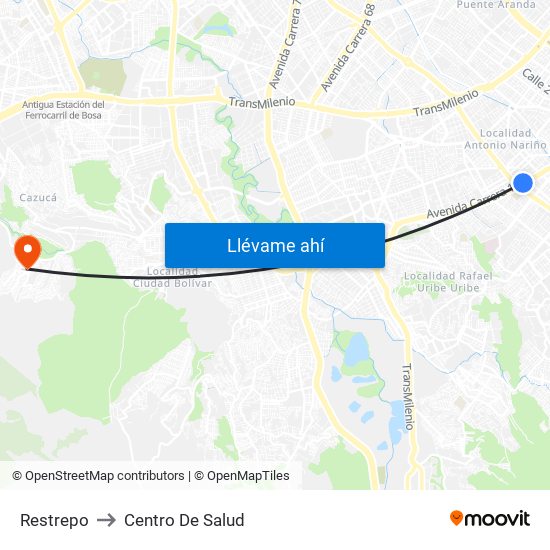 Restrepo to Centro De Salud map