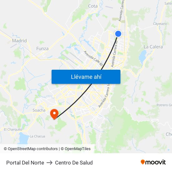 Portal Del Norte to Centro De Salud map