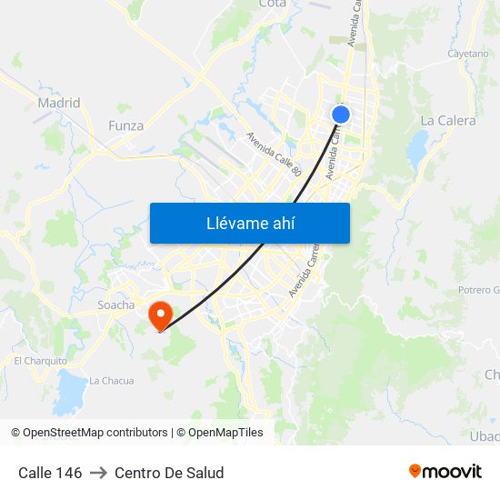 Calle 146 to Centro De Salud map