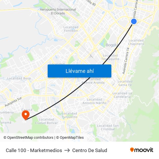 Calle 100 - Marketmedios to Centro De Salud map