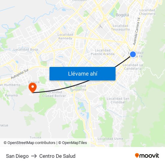 San Diego to Centro De Salud map