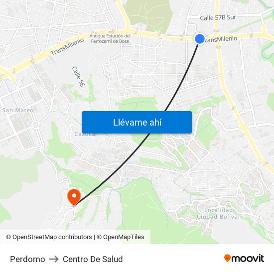 Perdomo to Centro De Salud map
