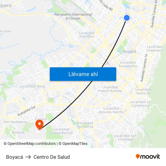 Boyacá to Centro De Salud map