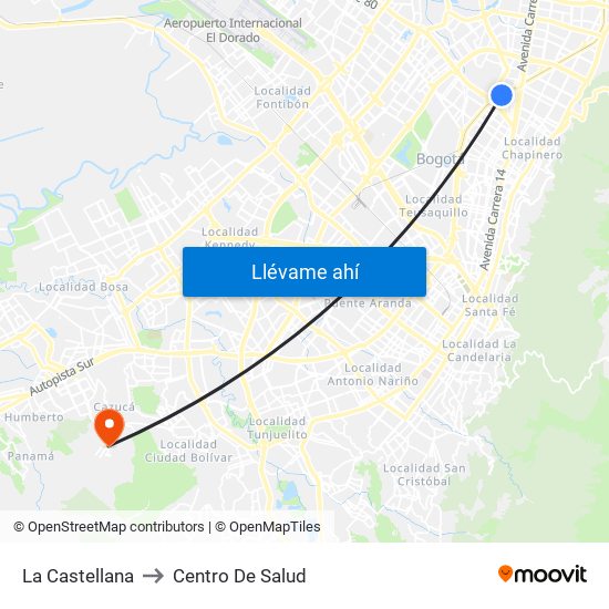 La Castellana to Centro De Salud map