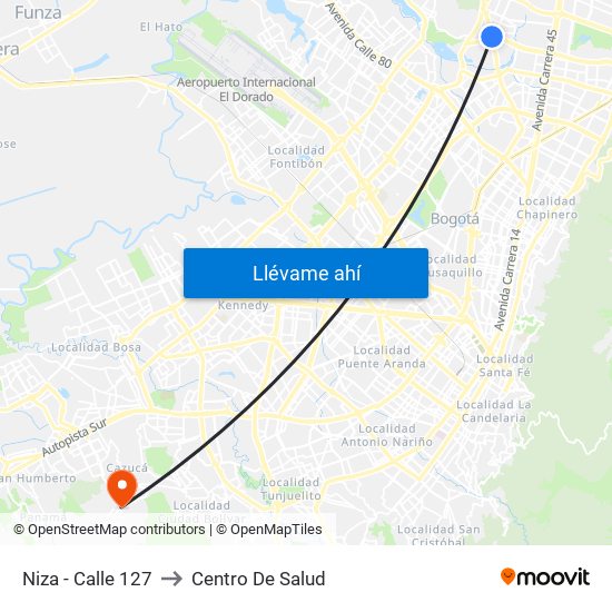 Niza - Calle 127 to Centro De Salud map