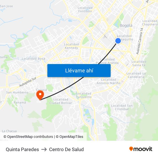 Quinta Paredes to Centro De Salud map