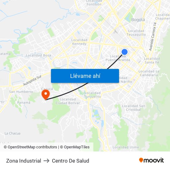Zona Industrial to Centro De Salud map