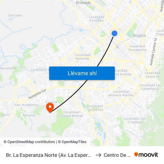 Br. La Esperanza Norte (Av. La Esperanza - Kr 69d) to Centro De Salud map