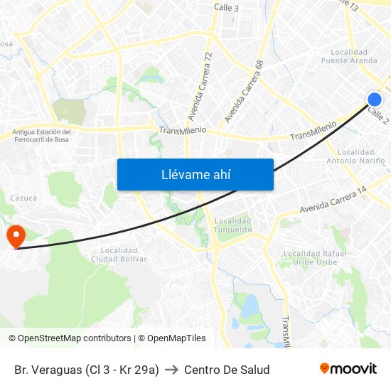 Br. Veraguas (Cl 3 - Kr 29a) to Centro De Salud map