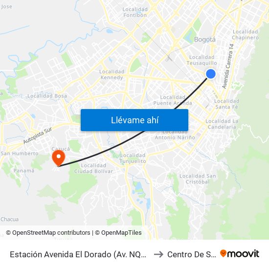 Estación Avenida El Dorado (Av. NQS - Cl 40a) to Centro De Salud map