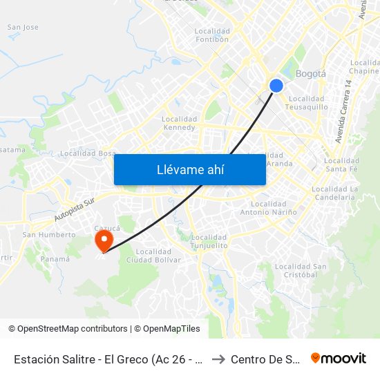 Estación Salitre - El Greco (Ac 26 - Ak 68) to Centro De Salud map