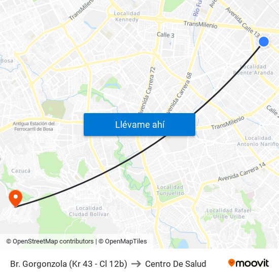 Br. Gorgonzola (Kr 43 - Cl 12b) to Centro De Salud map