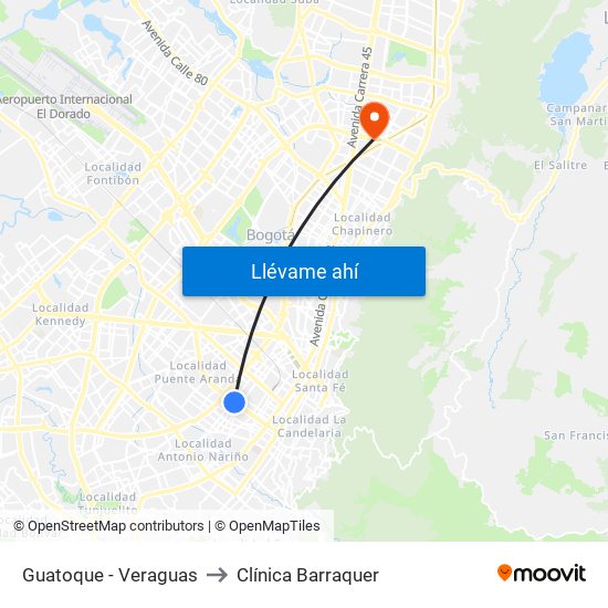 Guatoque - Veraguas to Clínica Barraquer map