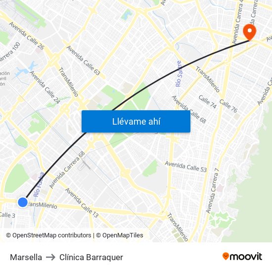 Marsella to Clínica Barraquer map