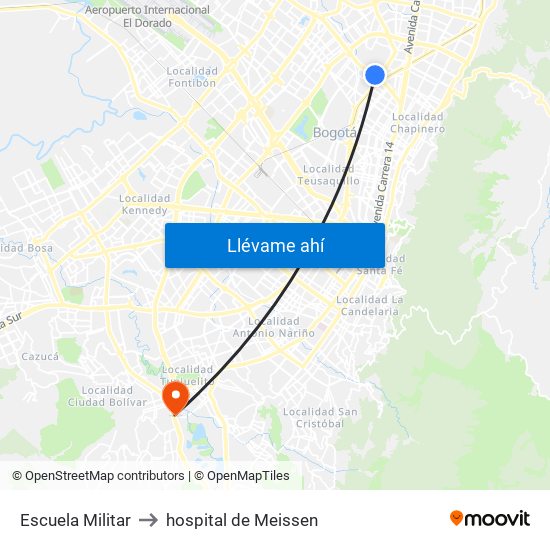Escuela Militar to hospital de Meissen map