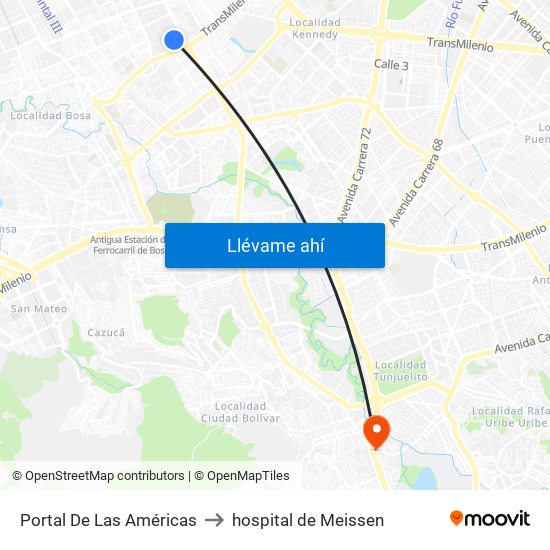 Portal De Las Américas to hospital de Meissen map