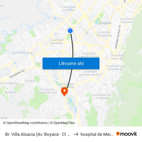 Br. Villa Alsacia (Av. Boyacá - Cl 12a) (A) to hospital de Meissen map