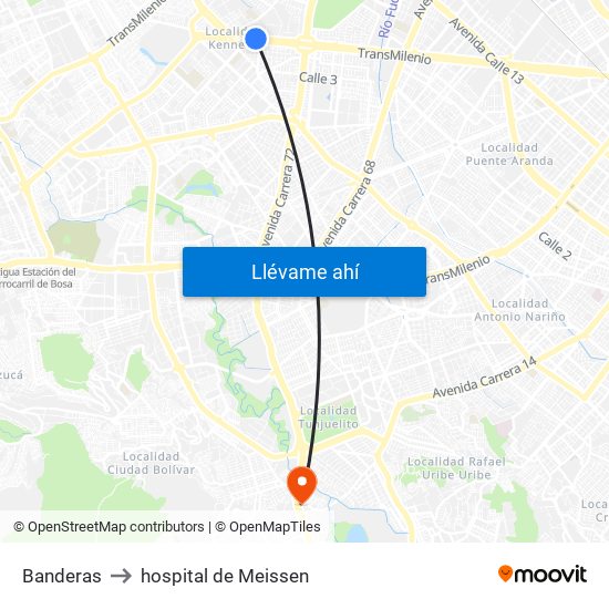 Banderas to hospital de Meissen map