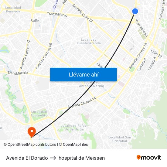 Avenida El Dorado to hospital de Meissen map