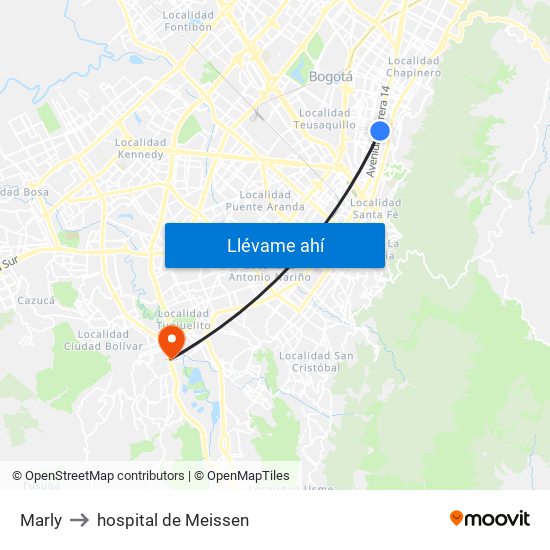 Marly to hospital de Meissen map