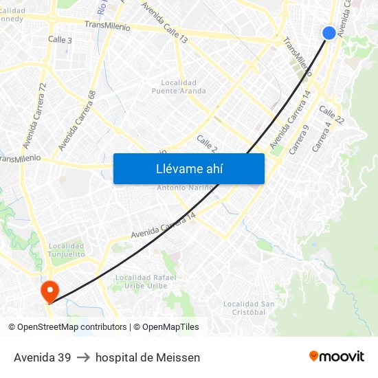 Avenida 39 to hospital de Meissen map