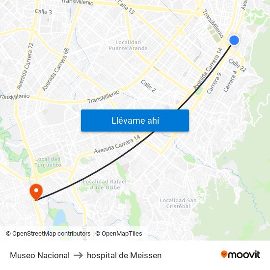 Museo Nacional to hospital de Meissen map