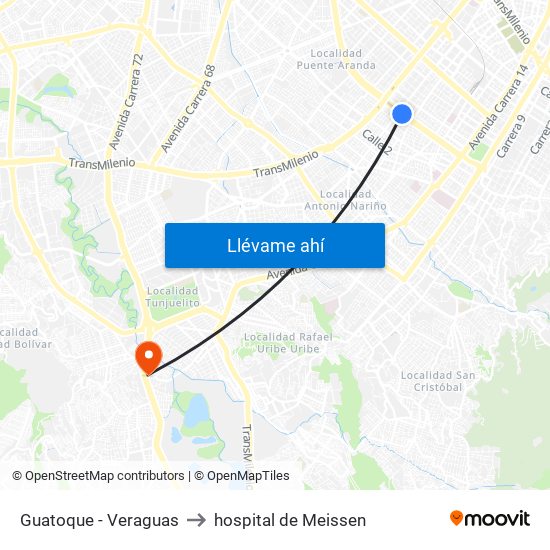 Guatoque - Veraguas to hospital de Meissen map