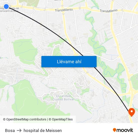 Bosa to hospital de Meissen map