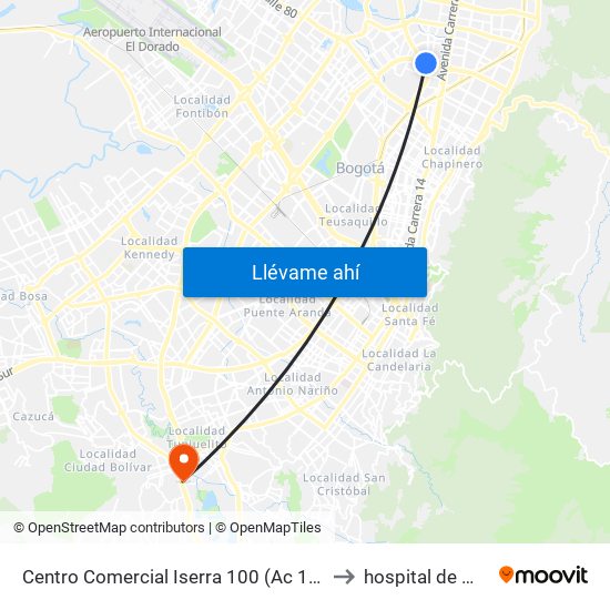 Centro Comercial Iserra 100 (Ac 100 - Kr 54) (B) to hospital de Meissen map