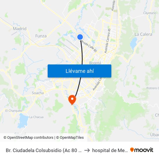 Br. Ciudadela Colsubsidio (Ac 80 - Kr 112a) to hospital de Meissen map